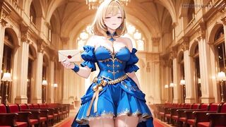 Blue Gown, Red Carpet Kneeling, From Silence to Magnificence. Who Can Handle This Regal Tease?