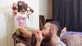 PSM Tickling - Pedro's Ticklish Soles Get Intensive Tickling in Stocks