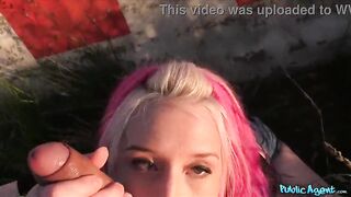 Pink Haired AMERICAN HOTTIE with Large MELONS banged Outdoors in Public - Public Agent