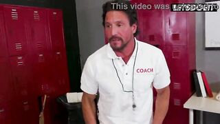 Four Angels Take Turns Screwing Him in a Gym Locker Room In advance of Facials