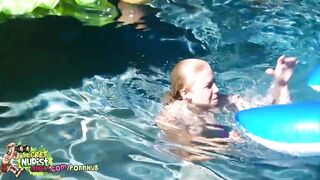 Spy on u Neighbors Exposed Daughter Swimming Naked and Playing in the Pool
