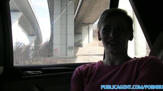 PublicAgent Short haired chicks screws stranger for money in his car