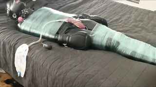 Latex Sub Tied with Catheter, Estim, and Facesitting