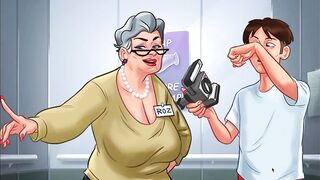 Summertime Saga - Old Lady bangs college student at hospital