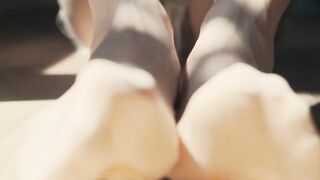 Hawt girlfriend in ped socks jerks me off. Sockjob Footfetish POV