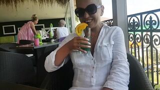 Lewd Golden-Haired tested lovense lush in a public coffe shop- Public climax