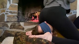 Cozy Facesitting In My leggings & Undressed Butt Smothering By The Fire