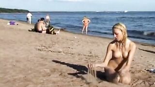 Youthful nudist beach teen