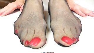 EVERY SINGLE DAY DOSE NYLON SOLES, FEET, LICKING TOES MY WIFE IN 8 DEN EBONY NYLONS FOR YOUR JERKING AND CUM
