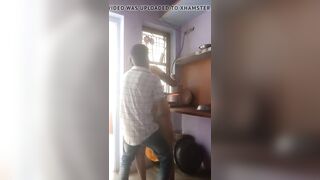 Quickie sex in the kitchen with her son's ally