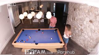 SPYFAM Unshaved Haired Step Sister Loses Pool Game