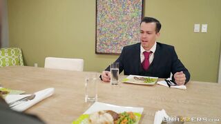 Johnny comes over 4 dinner and on wife's face!