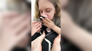 this babe passionately sniffs my socks and enjoys my feet