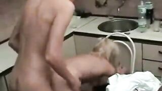 Russian mother I'd like to fuck drilled by teen in kitchen