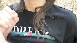 I cum and brunette hair teen swallows sperm