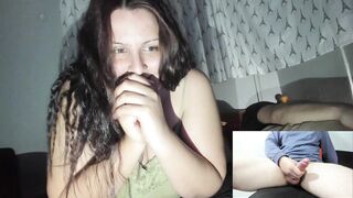 Whore See me Jack Off Whilst her Spouse is Next to Her