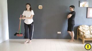 That Babe gets pantsed whilst doing abode chores