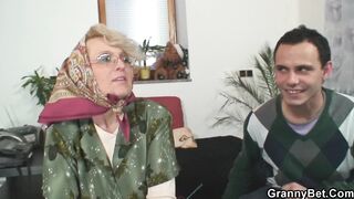 Lonely 70 years old granny slammed from behind