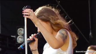 Tove lo shows off her great breasts to the crowd