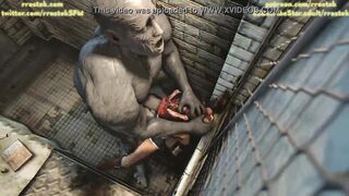 Jill in Trouble getting drilled by Resident Unmerciful monsters CG porn Animation