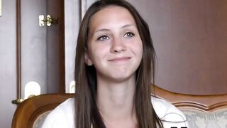 Slender, Czech teen is showing her perfectly hairless twat to a stud who craves to screw her