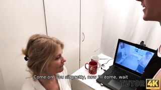 TUTOR4K. Tricky man seduces experienced trainer in front of camera