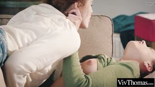 Concupiscent lesbian babes eat and finger every other to beefy orgasms