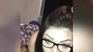 Hawt nerdy big beautiful woman gets vengeful beside snoring white boyfriend with massive bbc (wipes his cum on bf)