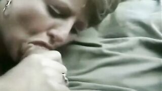 Sucking a LARGE PLUMP schlong and eating each drop of his CUM