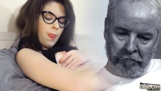 Hotty with glasses banged hardcore by older man