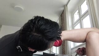 shoe licking, foot sniffing anf toe sucking femdom