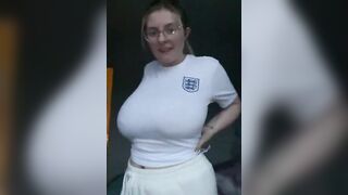 Hot nerd with biggest nips and bazookas