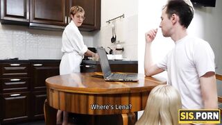 SISPORN Angel with playful eyes hides from stepmom for quick sex