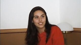 Sexy teen brunette hair is making her 1st porn video, 'cuz that babe is determined to become a pornstar