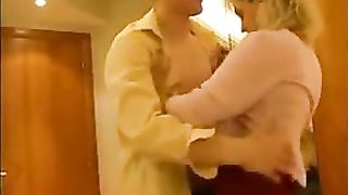 Aged blond went to a hotel room with a younger chap, to have sex with him