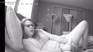 Teen step-daughter caught riding her vibrator on web camera