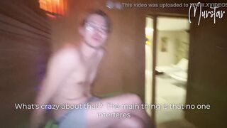 Risky oral-sex in hotel sauna.. I suck STRANGER