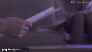 Jeny Smith teasing a stranger. Then this guy strokes her in a Night Club