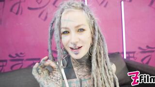 2 large dongs in one BUTT - Extraordinary TATTOO DAP action - anal gapes, squirt, ATM, prolapse, facial spunk fountain, coarse sex