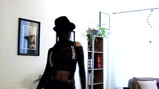 Sexy model shows her hose encasement outfits with nylons + socks + petticoat and dances - Part 1