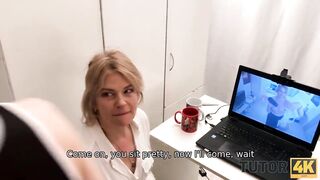 TUTOR4K. Man comes up with the idea of screwing the literature teacher