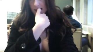 Concupiscent college chick masturbating in public!