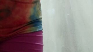 Soaked short panties in a clothing shop from a hawt squirting - In Nature's Garb wetting game