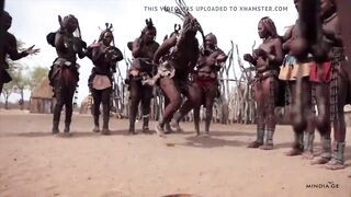 Afro Himba chicks dance and swing their saggy breasts around