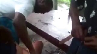 White Whore Groped & Fingered by Ebony Boyz in Public