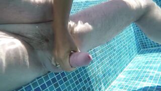 Hawt Mother I'd Like To Fuck with Buttplug in the pool, screwed, large jizz flow