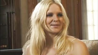 Vintage English porn with golden-haired floozy Hannah Harper getting a hairless pussy and hard sex