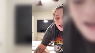 Horny Resigned Step Daughter likes to obscene talk for her step dad whilst that babe sucks his ramrod & rides his weenie cowgirl then likes it when this chab cums on her face