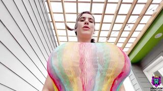 Bored Breasty Latin Babe is convinced to Suck and Screw in the rooftop