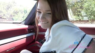 Mazy Myers Amateur chick gets a driving lesson, gets twat played with and sucks rod in the car GFE POV